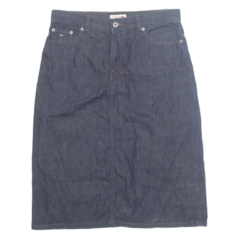 TOMMY HILFIGER Womens A-Line Skirt Blue Knee Length Denim M