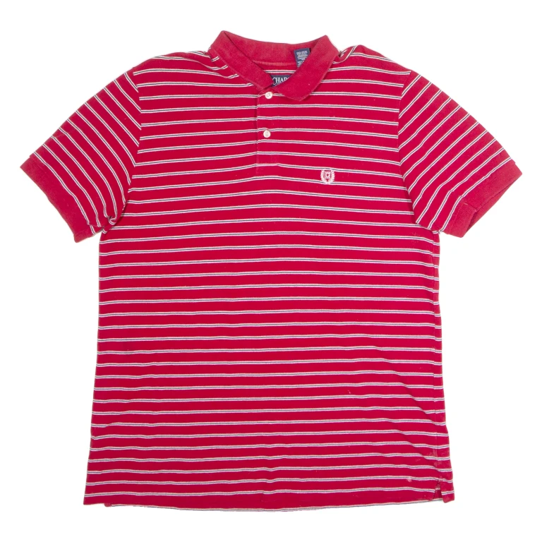 CHAPS Mens Polo Shirt Red Striped L