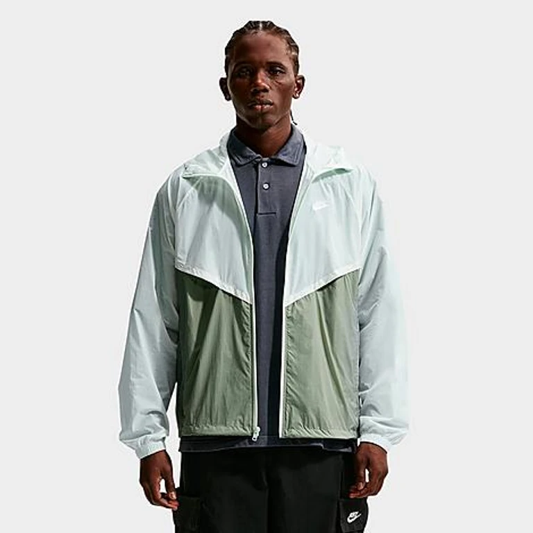 Nike Men's Windrunner Unlined UV Full-Zip Jacket in Barely Green/Jade Horizon/White Size: XS