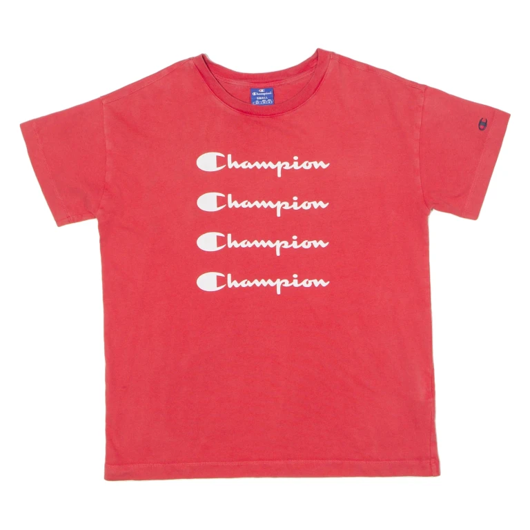 CHAMPION Mens T-Shirt Red Crew Neck S