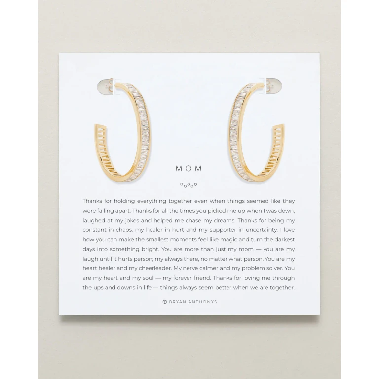 Mom Baguette Maxi Hoop Earrings