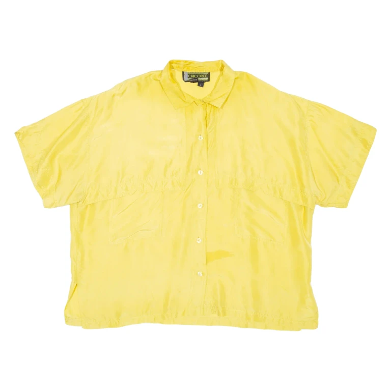 CHICOREE Womens Plain Shirt Yellow Silk L