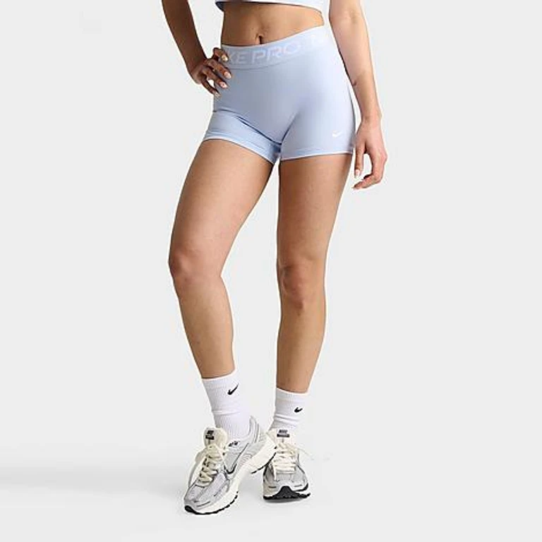 Nike Women's Pro Mid-Rise 3" Biker Shorts in Hydrogen Blue/White Size: XS