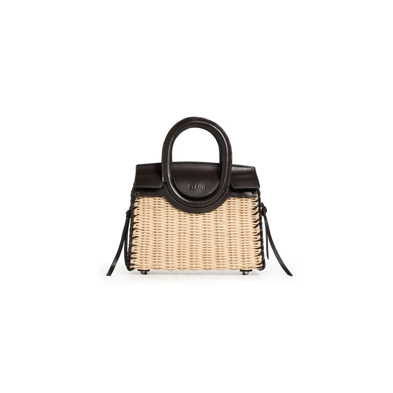 STAUD Maude Mini Wicker Carryall Satchel Natural/Espresso One Size