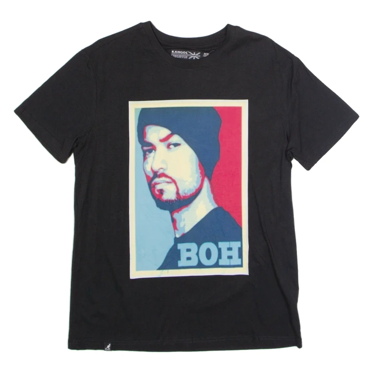 KANGOL BOH Mens T-Shirt Black Crew Neck M
