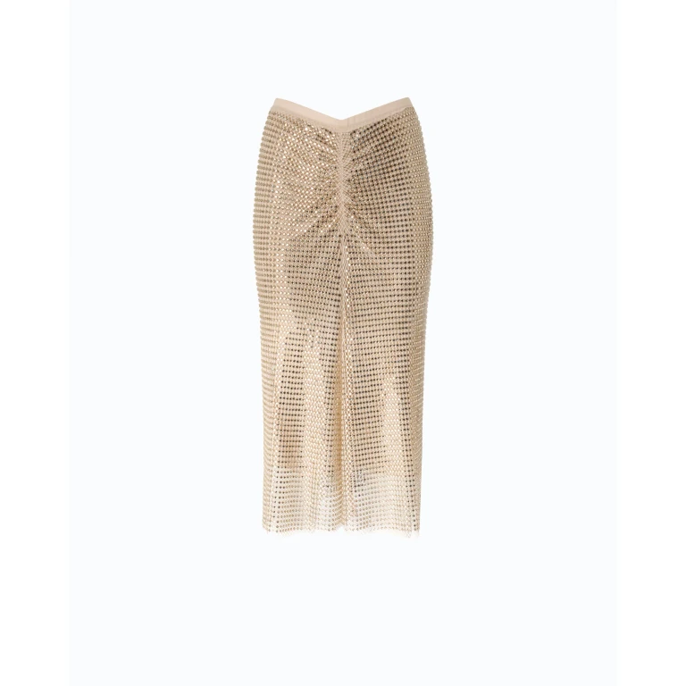 Jupe mi-longue en maille filet à strass - XXS