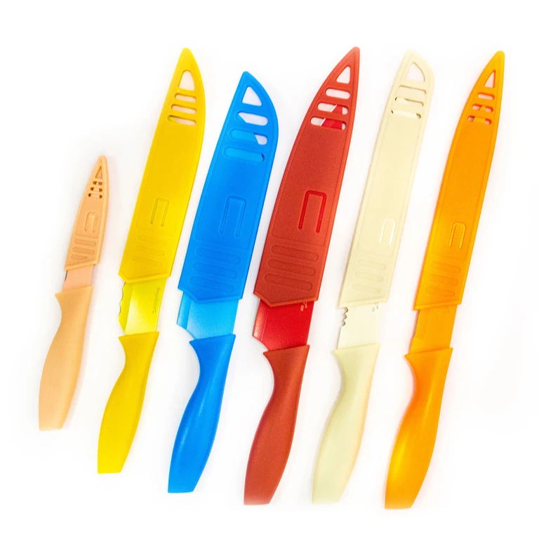 12pc Nonstick Multicolor Stainless Steel Kitchen Knife Set