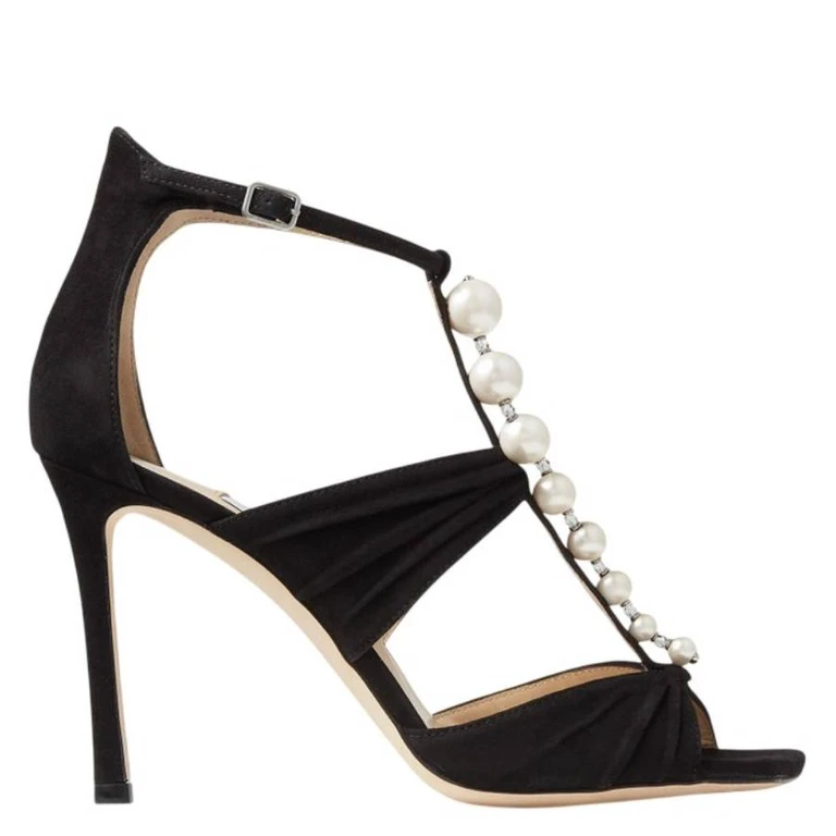 Aura 95 Pearls and Crystals Suede Sandals
