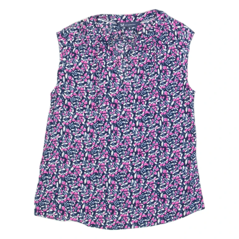 CREW CLOTHING Womens Printed Vest Purple V-Neck Sleeveless Floral UK 8