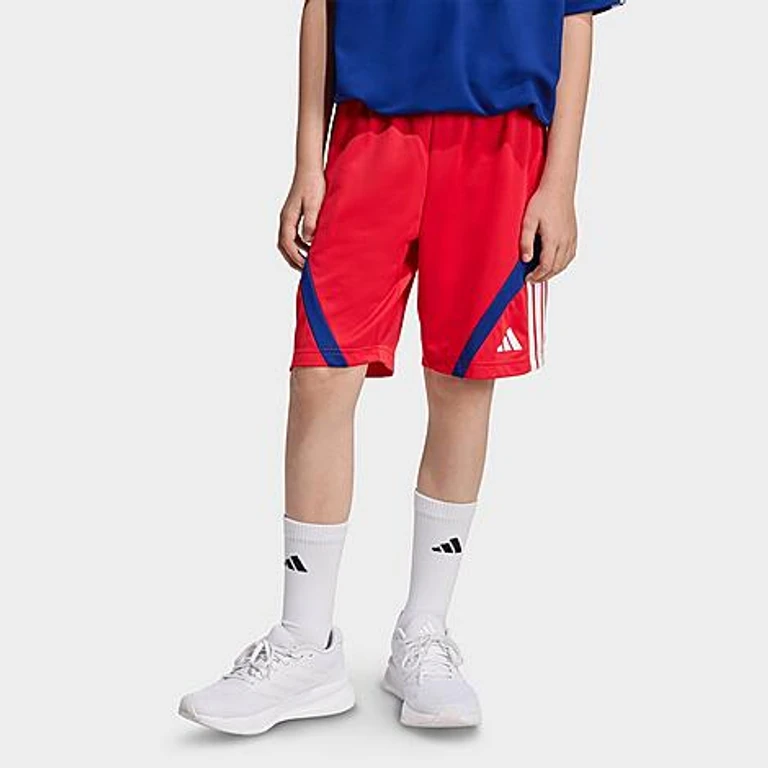adidas Big Kids Sportswear House of Tiro Shorts in Pure Ruby/White/Mystery Ink Size: XS