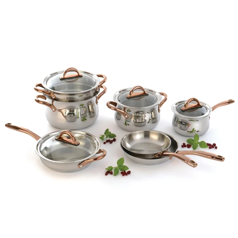 Ouro Gold 11Pc 18/10 Stainless Steel Cookware Set with Glass Lids