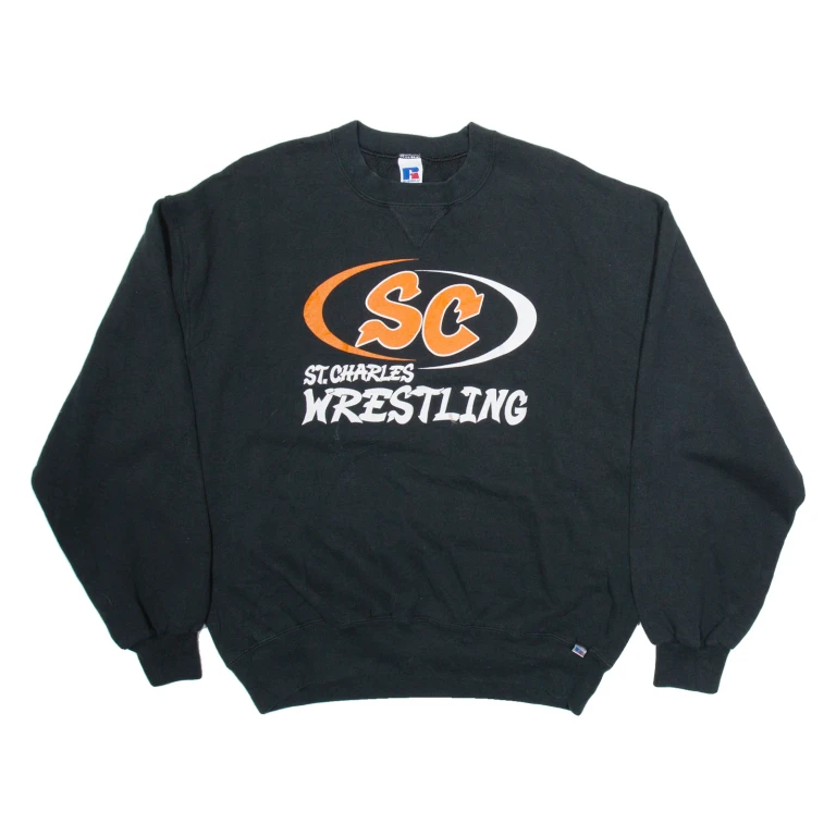 RUSSELL ATHLETIC ST. Charles Wrestling Mens Sweatshirt Black USA XL
