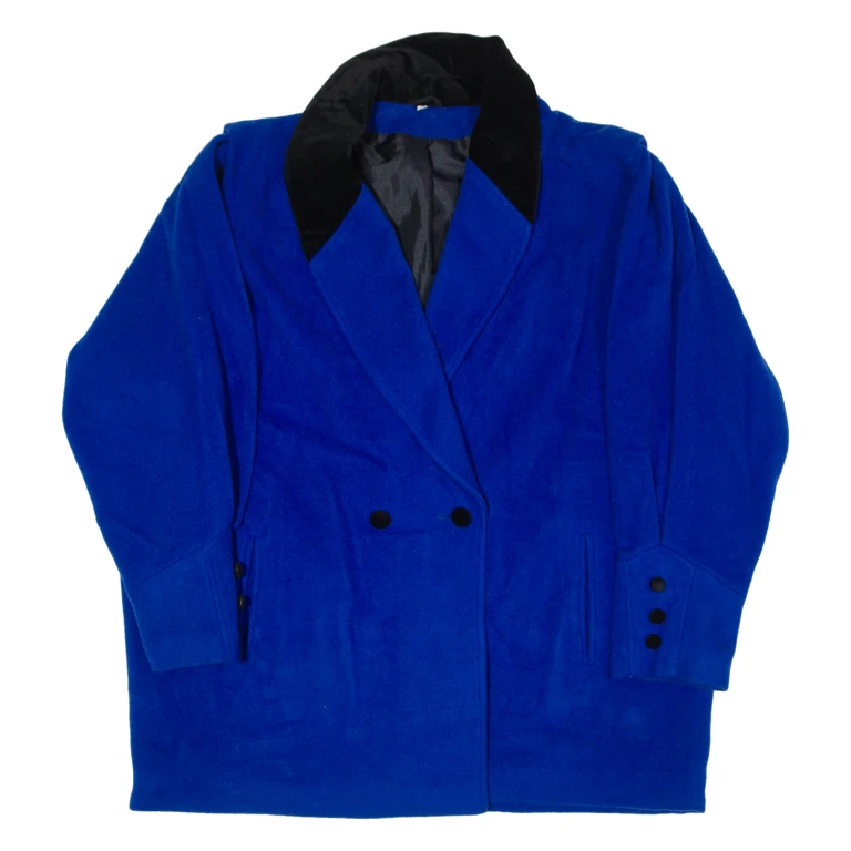 Womens Overcoat Coat Blue Wool 90s UK 18