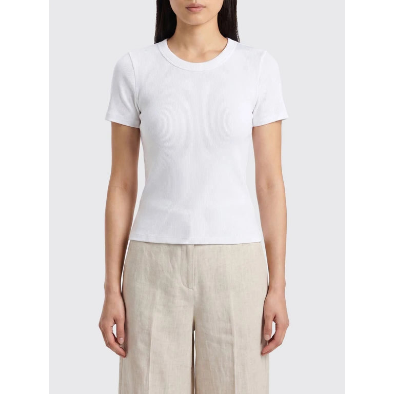Slim Fit Stretch-Cotton Crewneck T-shirt with Short Sleeves (RE9B26ST3EWWHITE)