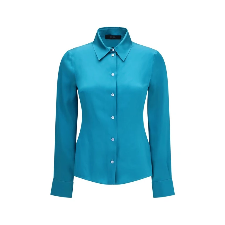 Gucci Blue Silk Dress Shirt - Women