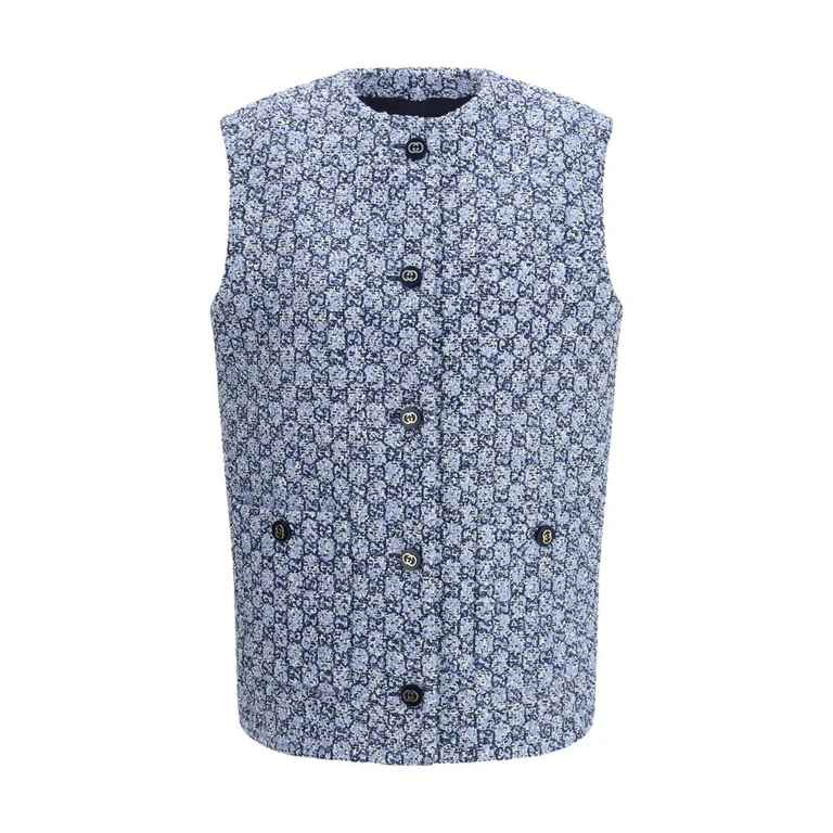 Gucci Blue Cotton Sleeveless Jacket Clothing - Women