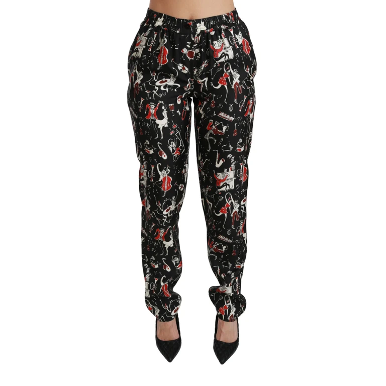 Black Silk Instrument Mid Waist Pants - Women