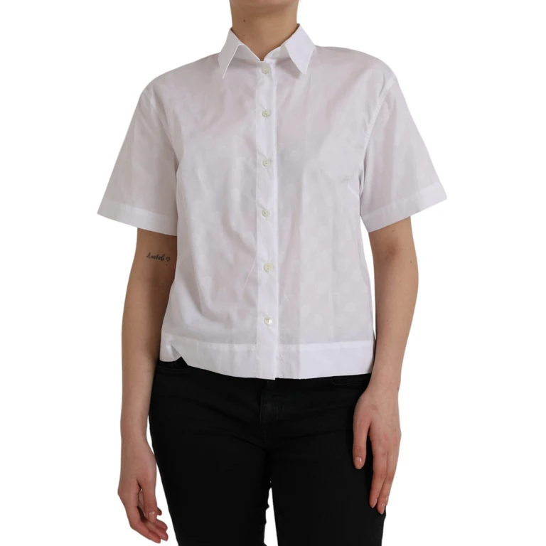 Dolce & Gabbana White Collared Short Sleeve Polo Shirt Top Cotton - Women