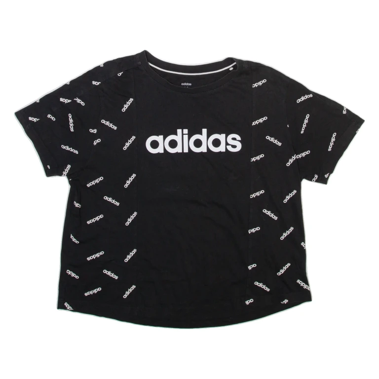 ADIDAS Boys T-Shirt Black Crew Neck M