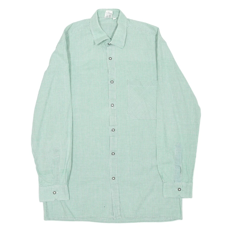 Mens Shirt Green Gingham Long Sleeve L