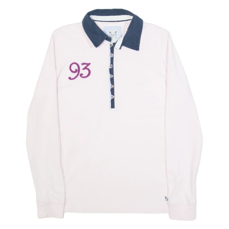 CREW CLOTHING Womens Polo Shirt Pink Long Sleeve UK 10