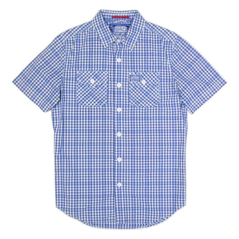 SUPERDRY Mens Shirt Blue Gingham M