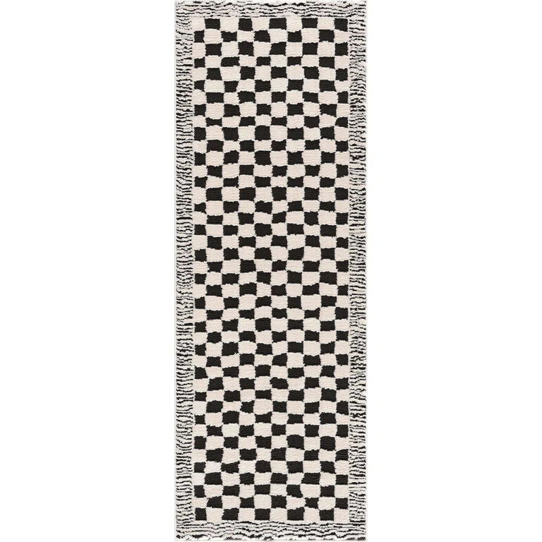 Leryn Black & White Checkered Area Rug