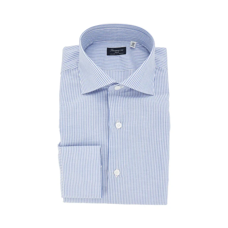 Cotton and linen shirt with striped motif Man 39