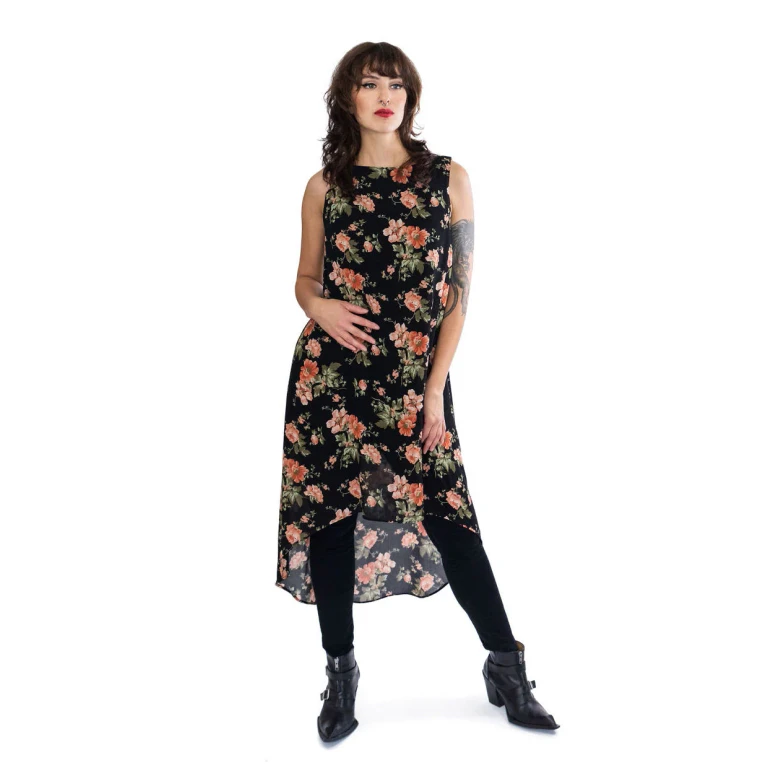 Sheer Floral Overdress - Peach