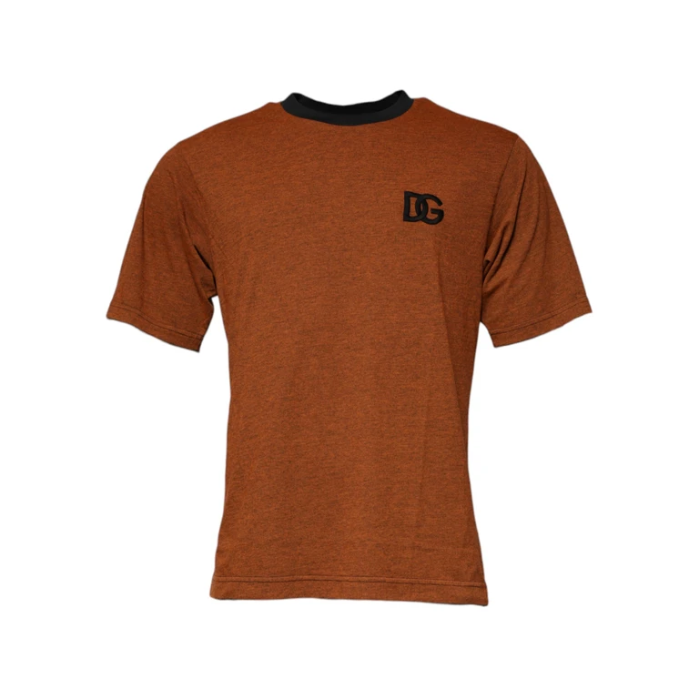 Dolce & Gabbana Brown Dg Logo Polyester Crew Neck T-Shirt Cotton - Men