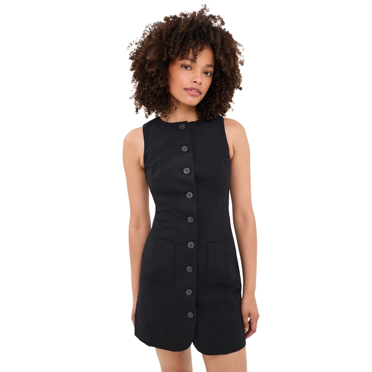 ALIGNE Leah Linen Mix Dress Black 2