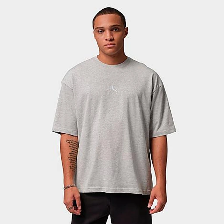 Nike Men's Jordan Flight Essentials Oversized T-Shirt in Grey Heather/White Size: XS