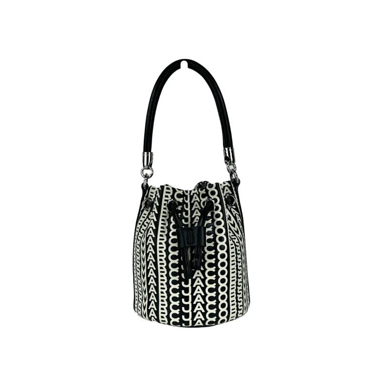 Marc Jacobs Mini Monogram Crossbody Bucket Bag Silver Leather - Women