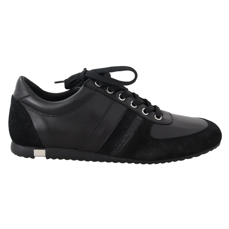 Dolce & Gabbana Black Logo Leather Casual Sneakers Shoes - Men