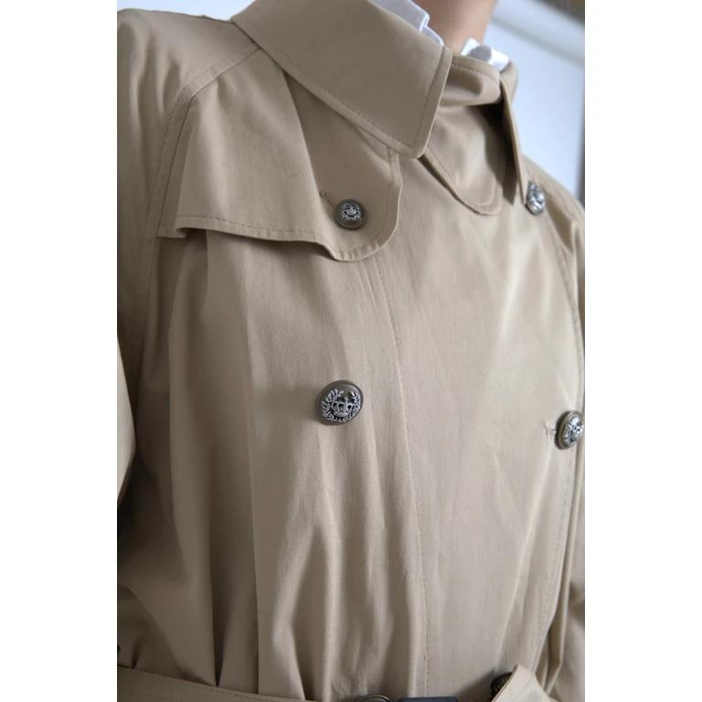 Dolce & Gabbana Khaki Double Breasted Trench Coat Jacket Beige Cotton Clothing - Women