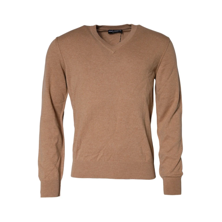 Dolce & Gabbana Brown Cashmere Knit V-Neck Pullover Sweater Clothing - Men