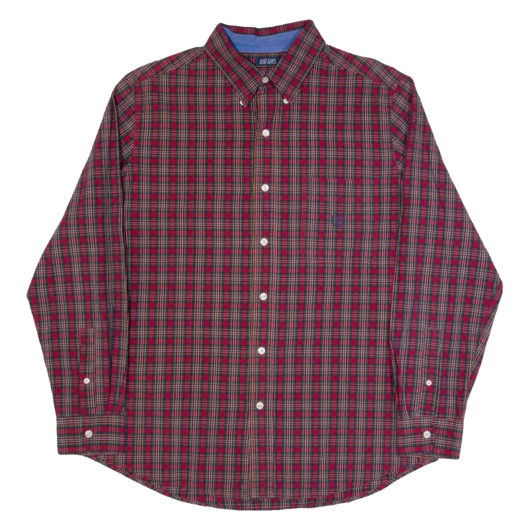 CHAPS Mens Shirt Red Plaid Long Sleeve M