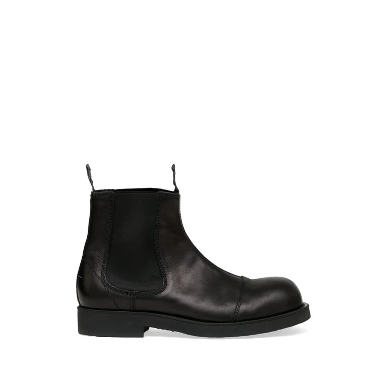 MM6 Boots Leather Black Ankle Boot