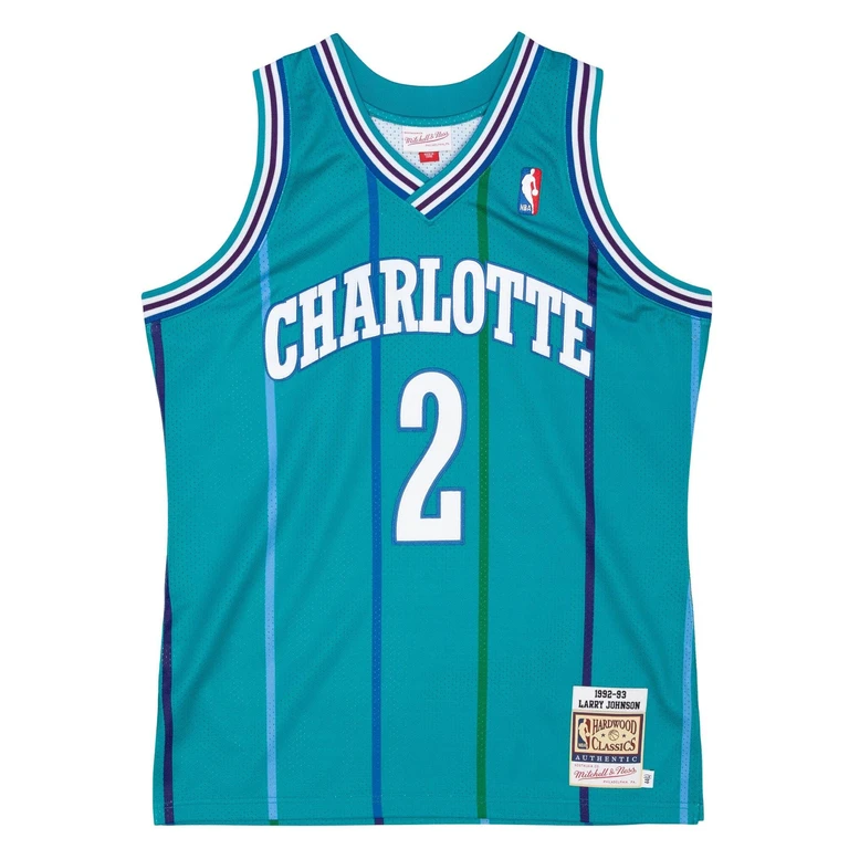 NBA Authentic Road Jersey Charlotte Hornets 92 Larry Johnson