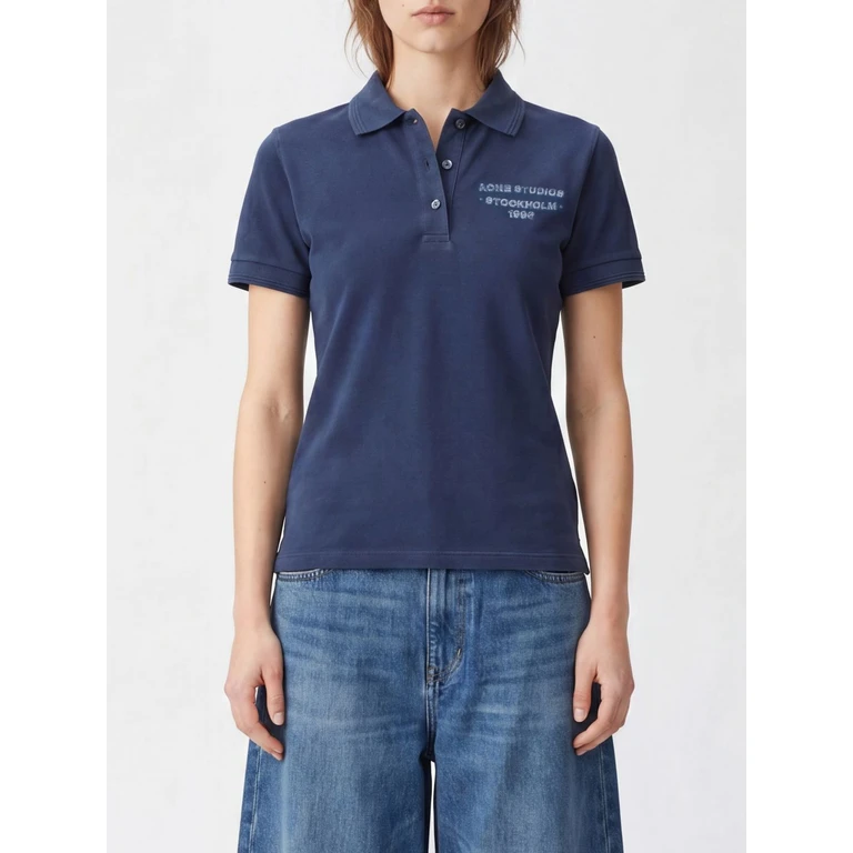 Cropped Cotton Piqué Polo Shirt with Embroidered Logo (AL0537885)