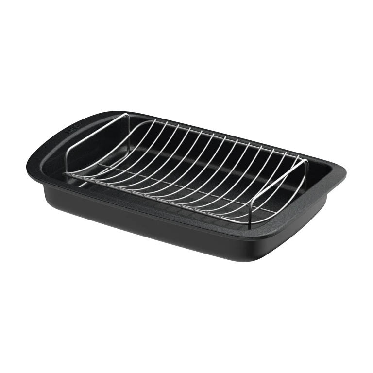 Leo Graphite Nonstick Recycled Cast Aluminum Roaster with Removable Rack 16.5" X 11" X 2.75"