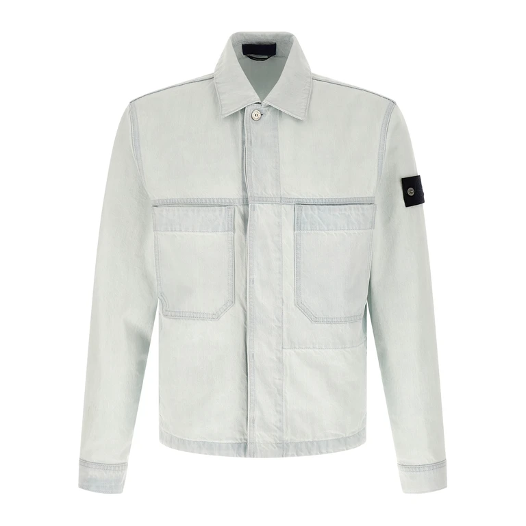 Stone Island Blue Cotton Denim Jacket Clothing - Men
