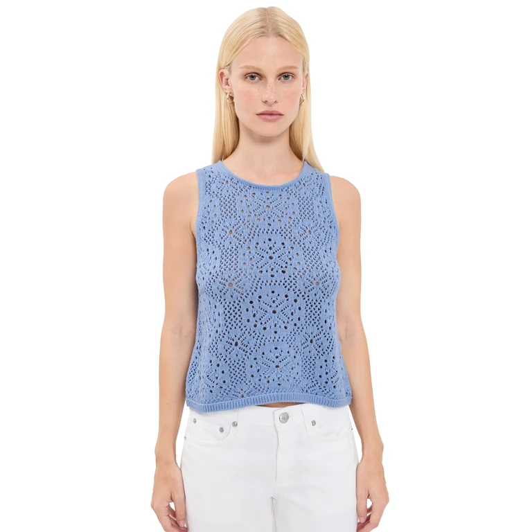 Splendid Beckham Crochet Sweater Tank Azure S