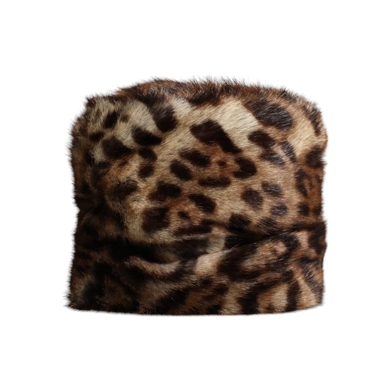 Brown Leopard Faux Fur Women Bucket Hat Gray Marmot - Women