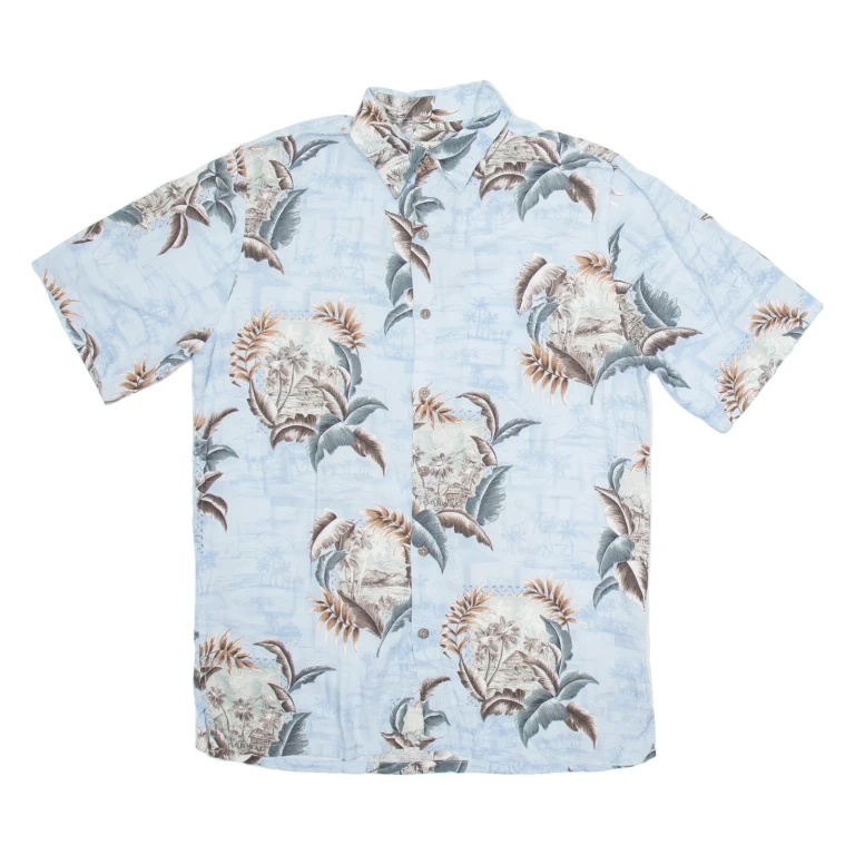 BATIK BAY Mens Hawaiian Shirt Blue Crazy Pattern S