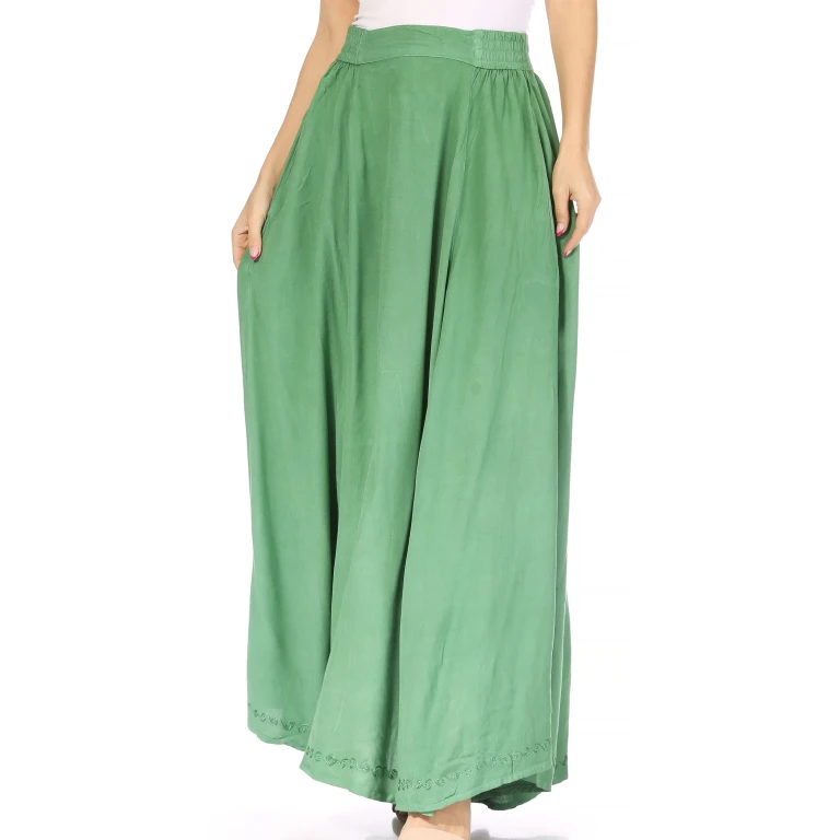 Sakkas Noemi Women's Long Maxi Summer Casual Boho Skirt Elastic Waist & Pockets