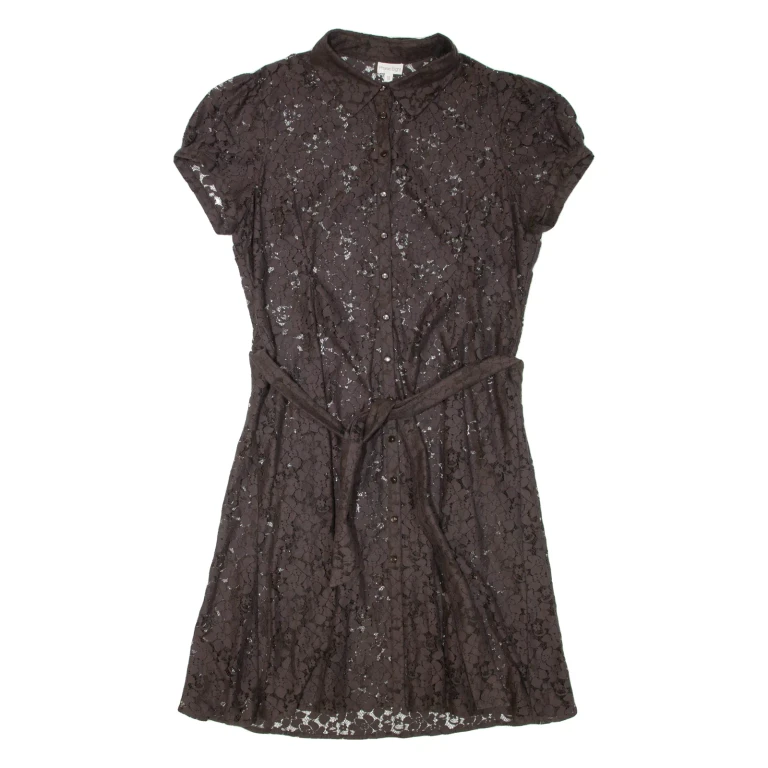 PHASE EIGHT Lace Womens Shirt Dress Brown Short Sleeve Knee Length XL