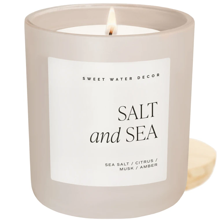 Salt and Sea Soy Candle - Tan Matte Jar - 15 oz