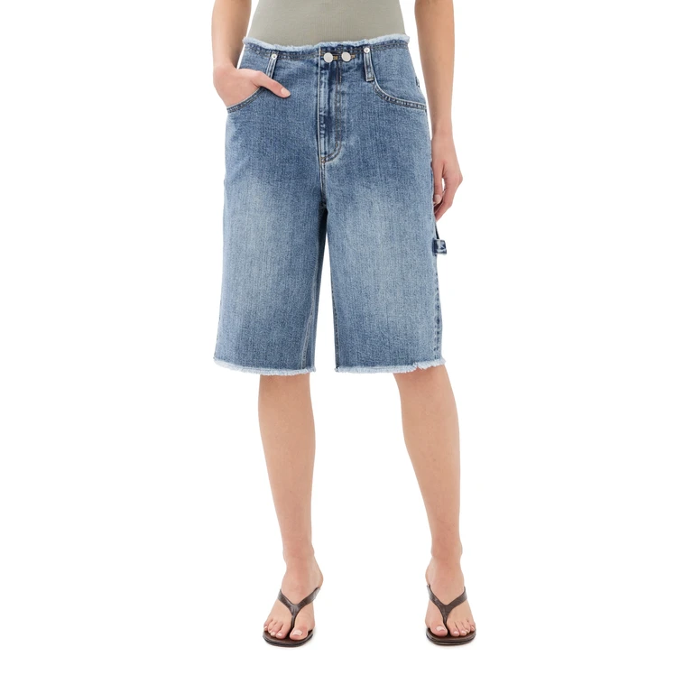 Tibi Classic Wash Newman Shorts Classic Blue 29