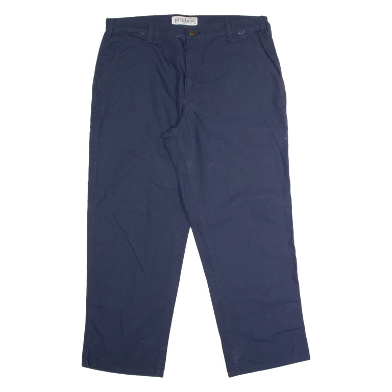 CARHARTT Dungaree Fit Carpenter Workwear Mens Canvas Trousers Blue Straight W38 L30